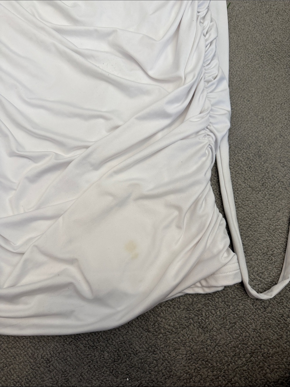 White Ruched Bodycon Mini Dress - Sleek Party Dress - Picture 13 of 13